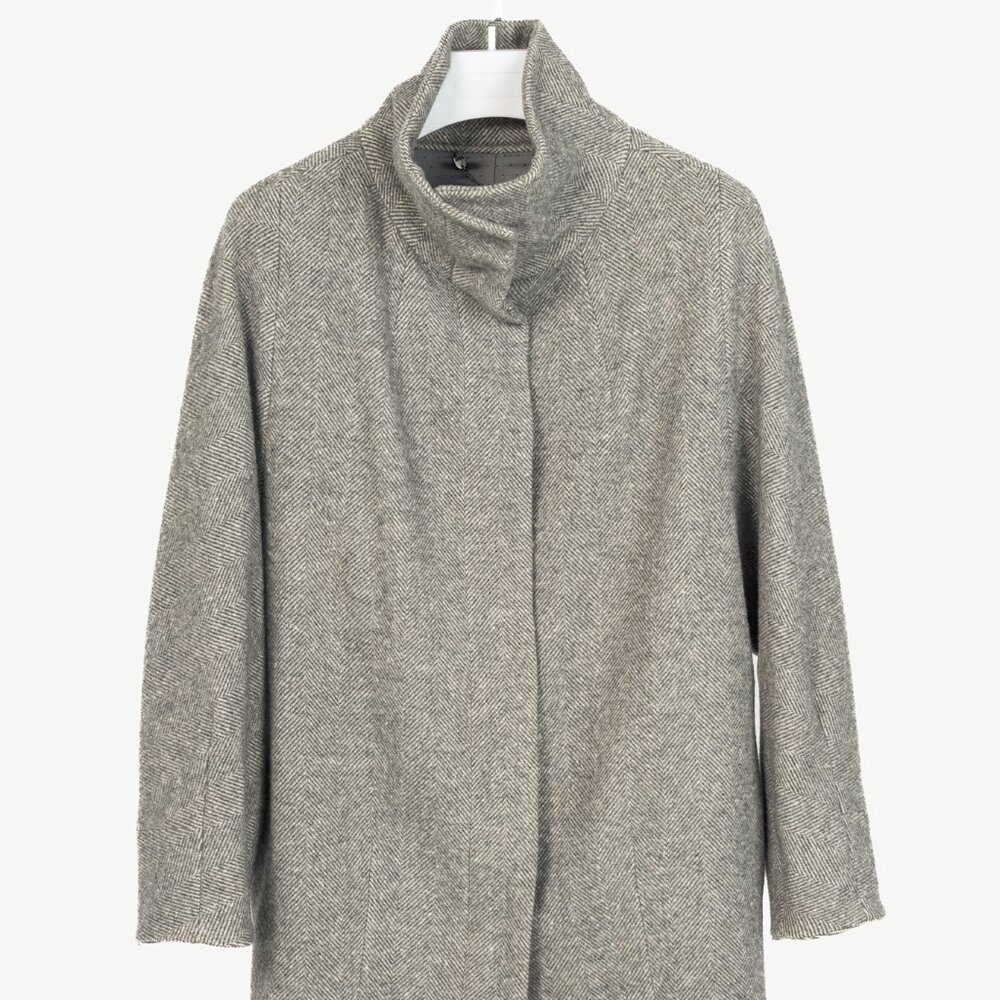 Weekend Max Mara Grey Wool Herringbone Coat
